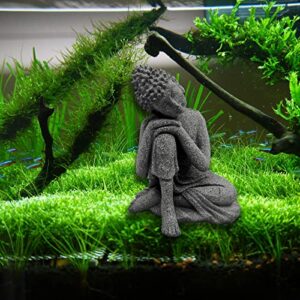 Together-life Buddha Fish Aquarium Decoration, Meditating Buddha Fish Tank Decor Sitting Sandstone Buddha Statue Buddhist Meditation Ornament Decor for Fish Tank Aquarium Home Garden Decor