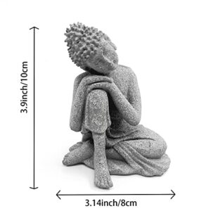 Together-life Buddha Fish Aquarium Decoration, Meditating Buddha Fish Tank Decor Sitting Sandstone Buddha Statue Buddhist Meditation Ornament Decor for Fish Tank Aquarium Home Garden Decor