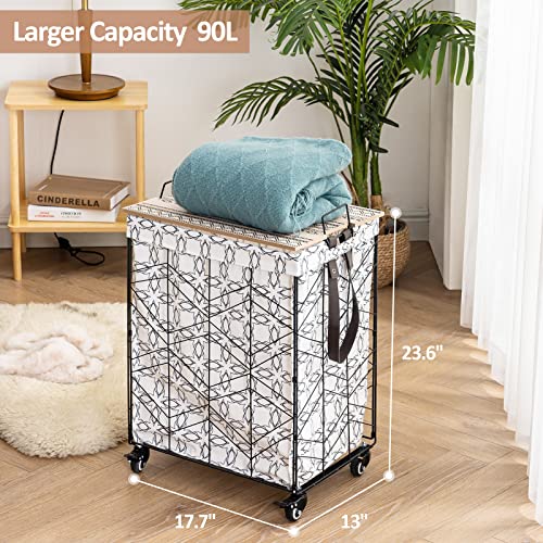 Fiona's magic Laundry Cart with Wheels, Rolling Hamper with Handles, Laundry Basket with Heavy duty Rolling Lockable Wheels