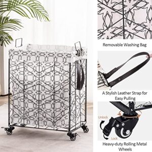 Fiona's magic Laundry Cart with Wheels, Rolling Hamper with Handles, Laundry Basket with Heavy duty Rolling Lockable Wheels