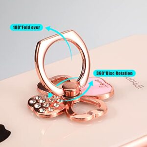 Dynippy Cell Phone Ring Holder Finger Ring Stand - 2 Pack Kickstand Metal 360°Rotation Grip Holder Compatible with iPhone, Galaxy and Most of Phones, Tablet and Case (Pink and Red)