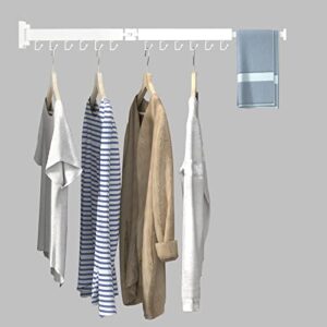 besthls wall mounted portable clothes drying rack with space saver clothes hangers design universal for balcony mudroom bedroom kitchen foldable laundry rack (2-pole white)