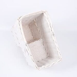 SHCMSADO Woven Wicker Stair Basket with Handles, Step Storage Basket (White)