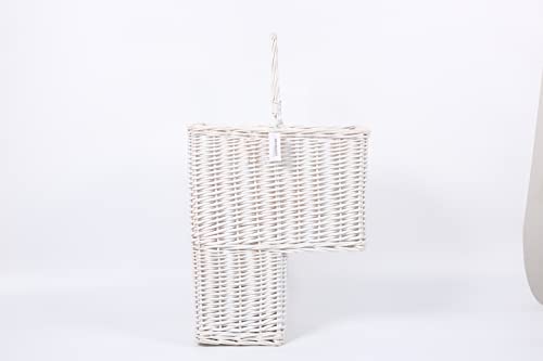 SHCMSADO Woven Wicker Stair Basket with Handles, Step Storage Basket (White)