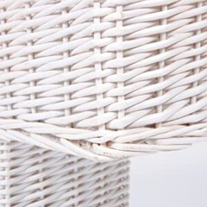 SHCMSADO Woven Wicker Stair Basket with Handles, Step Storage Basket (White)