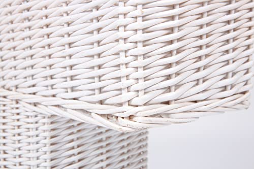 SHCMSADO Woven Wicker Stair Basket with Handles, Step Storage Basket (White)