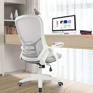 office chair ergonomic mesh swivel computer task desk chair comfortable, flip-up arms, adjustable height (grey)