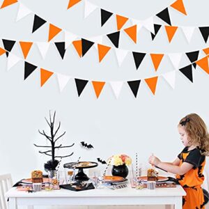 32Ft Orange Black White Graduation Party Decorations 2023 Halloween Pennant Banner Fabric Triangle Flag Bunting Garland for Thanksgiving Wedding Birthday Home Nursery Outdoor Garden Hanging Decoration