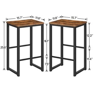 HOOBRO Bar Stools, Set of 2 Bar Chairs with Different Height Pedals, 25.6 Inch Tall, Black Steel Frame, for Living Room, Dining Room, Kitchen, Industrial Design, Rustic Brown BF34BY01G1