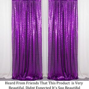 Pardecor Sequin Curtains Panels Sequin Backdrop Curtain Glitter Curtains Sparkle Photo Booth Backdrop Shimmer Backdrop for Parties Wedding Backdrop (2pc 2ftx7ft, Royal Purple)