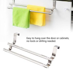 Towel Rack, Double-Layer Stainless Steel Bathroom Rack with Adjustable Rod, Hung on Cabinet, Table, Wall, Door, Suitable for Bedroom, Bathroom, Kitchen, Garage
