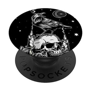 black crow raven skull viking norse occult gothic popsockets swappable popgrip