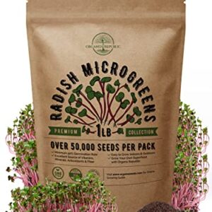 Radish Sprouting & Microgreens Seeds - Non-GMO, Heirloom Sprout Seeds Kit in Bulk 1lb Resealable Bag for Planting & Growing Microgreens in Soil, Coconut Coir, Garden, Aerogarden & Hydroponic System.