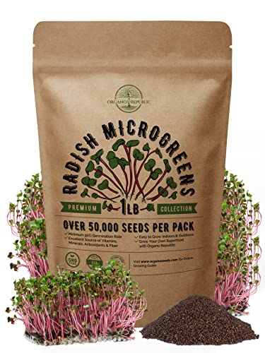 Radish Sprouting & Microgreens Seeds - Non-GMO, Heirloom Sprout Seeds Kit in Bulk 1lb Resealable Bag for Planting & Growing Microgreens in Soil, Coconut Coir, Garden, Aerogarden & Hydroponic System.