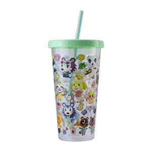 paladone animal crossing plastic cup and straw