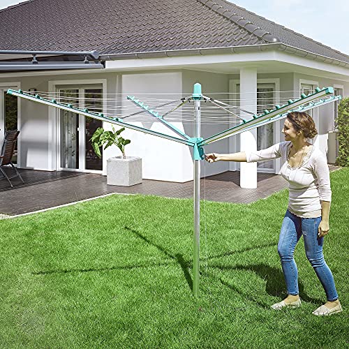 Leifheit Rotary Dryer Linomatic 500 Easy Umbrella Clothesline, Silver