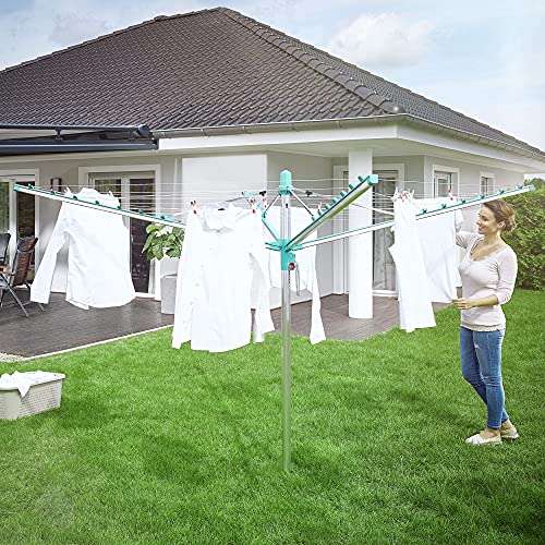 Leifheit Rotary Dryer Linomatic 500 Easy Umbrella Clothesline, Silver