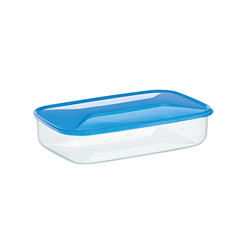 Cosmoplast Rectangular Microwave-Freezer Container, Microwave Safe, Stackable Food Storage, Great for Storing Cereals & Dry Pasta, Beans, Veggies, Cheese, Lunch, Leftovers, Small, Blue, 1ct.