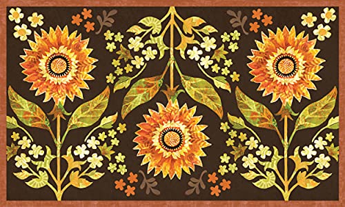 Studio M Floor Flair Indian Summer Floral Bold Floral - 3 x 5 Ft Decorative Vinyl Rug - Non-Slip, Waterproof Floor Mat - Easy to Clean, Ultra Low Profile - Printed in The USA