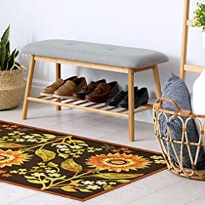 Studio M Floor Flair Indian Summer Floral Bold Floral - 3 x 5 Ft Decorative Vinyl Rug - Non-Slip, Waterproof Floor Mat - Easy to Clean, Ultra Low Profile - Printed in The USA