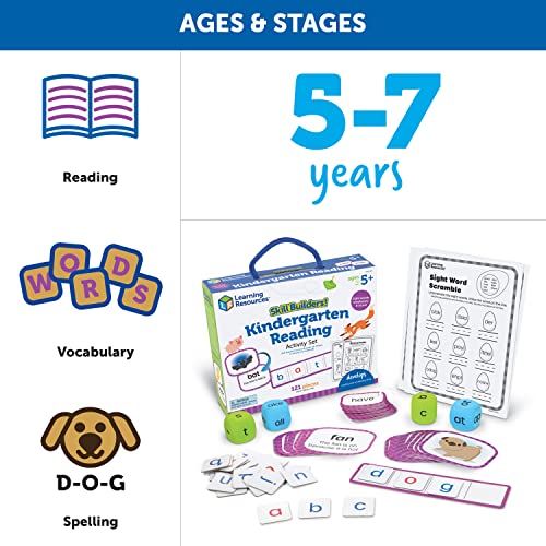 Learning Resources Skill Builders! Kindergarten Reading Activity Set - 122 Pieces, Ages 5+ Kindergarten Learning Essential Materials, Reading Activities for Kids, Kindergarten Homeschool Supplies