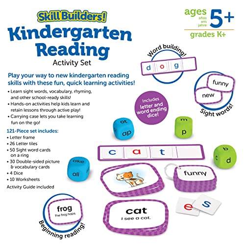 Learning Resources Skill Builders! Kindergarten Reading Activity Set - 122 Pieces, Ages 5+ Kindergarten Learning Essential Materials, Reading Activities for Kids, Kindergarten Homeschool Supplies