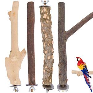 4 pcs bird perch natural wood stands for parrots cage accessories standing branches for parrots gnawing chewing wooden rod perches bifurcation nature vines for budgies 25cm bird toy cage decoration
