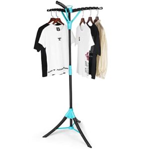 rygoal tripod clothes drying rack, collapsible laundry drying rack with 3 arms and 36 garment hangers, indoor clothing drying rack for wet and dry laundry