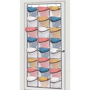 jinsey hat rack for wall,hat organizer-24 clear elastic mesh hat holder storage pockets for baseball caps snackstoys