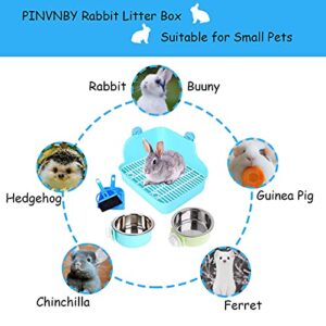 Rabbit Litter Box for Cage Bunny Corner Litter Bedding Box Small Animal Litter Pan Hanging Pet Bowls Cage Potty Trainer Pet Toilet for Rabbit Bunny Guinea Pigs Chinchilla Ferret Small Animals(Blue)