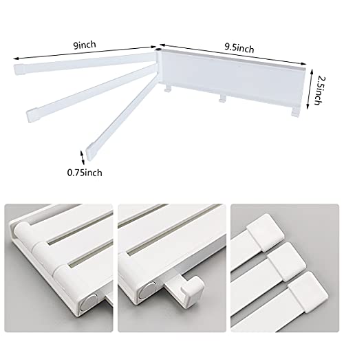 Beautytang Swing Towel Holder Rack，Wall Mounted Towel Bar Swivel Arm Hand with Hooks 3-Arm，Space Saving White Magnetic Towel Bar,Self Adhesive Punch-Free Towel Rack for Bathroom Kitchen