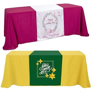 Custom Table Runner 36"x72"with Business Logo or Your Text Personalized Tablecloth Runners Customize with Logo for Birthday Wedding Anniversary Tradeshow Events