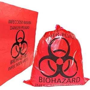 daarcin red biohazard waste bags,20pcs 16.5x20in/42x51cm medical action infectious waste bag with hazard symbol disposable hazardous