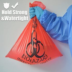 Daarcin Red Biohazard Waste Bags,20pcs 16.5x20in/42x51cm Medical Action Infectious Waste Bag With Hazard Symbol Disposable Hazardous