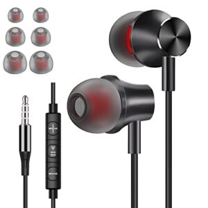 xinliang wired earbuds with microphone & volume control, in-ear headphones with magnetic, bass driven 3.5 mm ear buds phones for ios and android smartphones, laptops, mp3