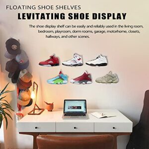 SIPRDE Floating Shoe Display Shelves for Wall Mount Set of 6 - Clear Acrylic Floating Shelves for Showcase Sneaker Collection or Shoes Box