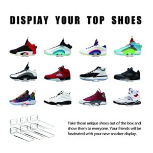 SIPRDE Floating Shoe Display Shelves for Wall Mount Set of 6 - Clear Acrylic Floating Shelves for Showcase Sneaker Collection or Shoes Box