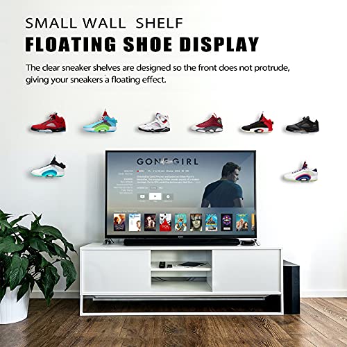 SIPRDE Floating Shoe Display Shelves for Wall Mount Set of 6 - Clear Acrylic Floating Shelves for Showcase Sneaker Collection or Shoes Box