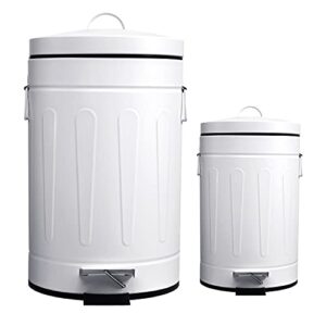 innovaze 3.2 gal + 0.8 gal bathroom trash can, stylish white steel small garbage can with lid and removable inner bucket