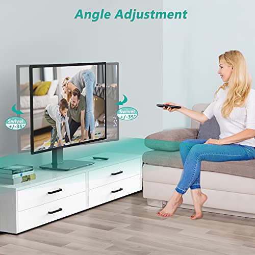 WALI Universal Swivel TV Stand, Table Top TV Stand for 23 to 43 inch TV and Monitor, Height Adjustable Swivel TV Mount with Tempered Glass Base, 88lbs Weight Capacity, VESA 200x200mm (TVF001), Black