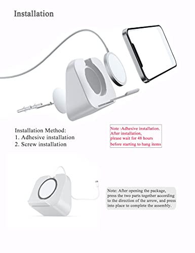 Phone Wall Mount for Magsafe Charger Bedside Phone Holder Compatible with Magsafe Accessories Fit for iPhone 12/12 Pro/ 13 Pro Max(Charger Not Included) (White)