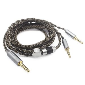 youkamoo 4.4mm cable compatible for hifiman he4xx, he-400i headphones 8 core braided silver plated replacement audio upgrade cable (4.4mm to dual 3.5mm male version)