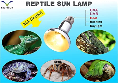 YauldSun 100W UVB UVA Reptile Basking Heat Light Bulbs Self-Ballasted UV Sun Lamp for Bearded Dragon Lizard Tortoise Turtle Amphibian 1 Pack