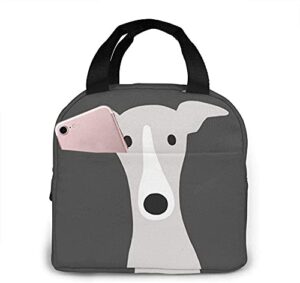 lunch bag greyhound italian cute whippet dog lunch box insulated bag tote bag for men/women work travel
