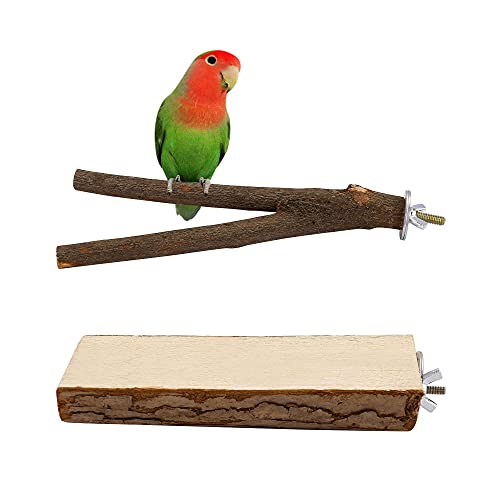 Mogoko Natural Wood Bird Perch Stand, Hanging Multi Branch Perch for Parrots, Parakeets Cockatiels, Conures, Macaws, Love Birds, Finches (Style 5)