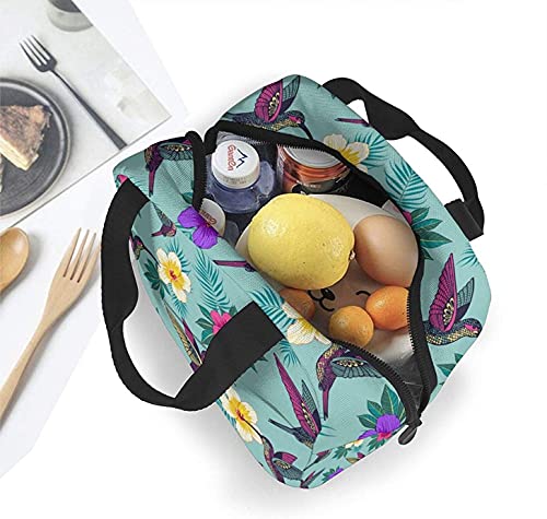 3D Novelty Tropical Flowers with A Bird Insulated Lunch Bag Lunch Water Resistant Cooler Box For Women Men Adults College Work Picnic Hiking Beach Fishing