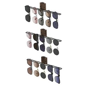 j jackcube design wall mount wooden sunglasses storage organizer, set of 3 eyewear glasses display holder rack for entryway, living room, bedroom- mk858a
