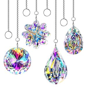 4pcs crystal suncatchers hanging sun catchers rainbow maker for home lamp chandelier lamp prisms