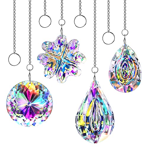 4pcs Crystal Suncatchers Hanging Sun Catchers Rainbow Maker for Home Lamp Chandelier Lamp Prisms