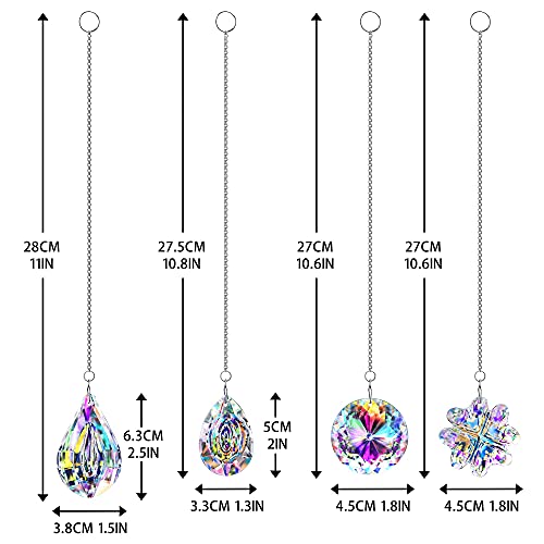 4pcs Crystal Suncatchers Hanging Sun Catchers Rainbow Maker for Home Lamp Chandelier Lamp Prisms